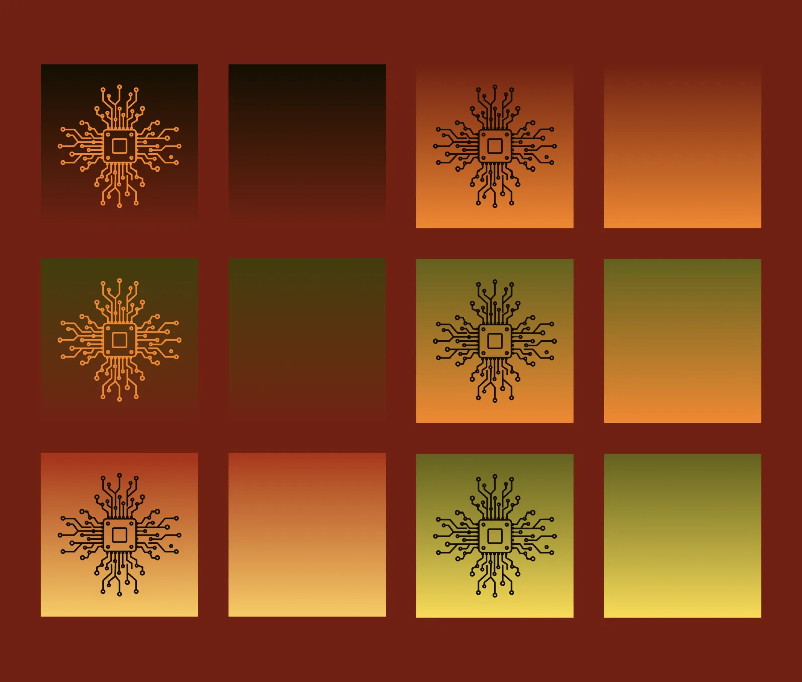 Sun-chip motif grid
