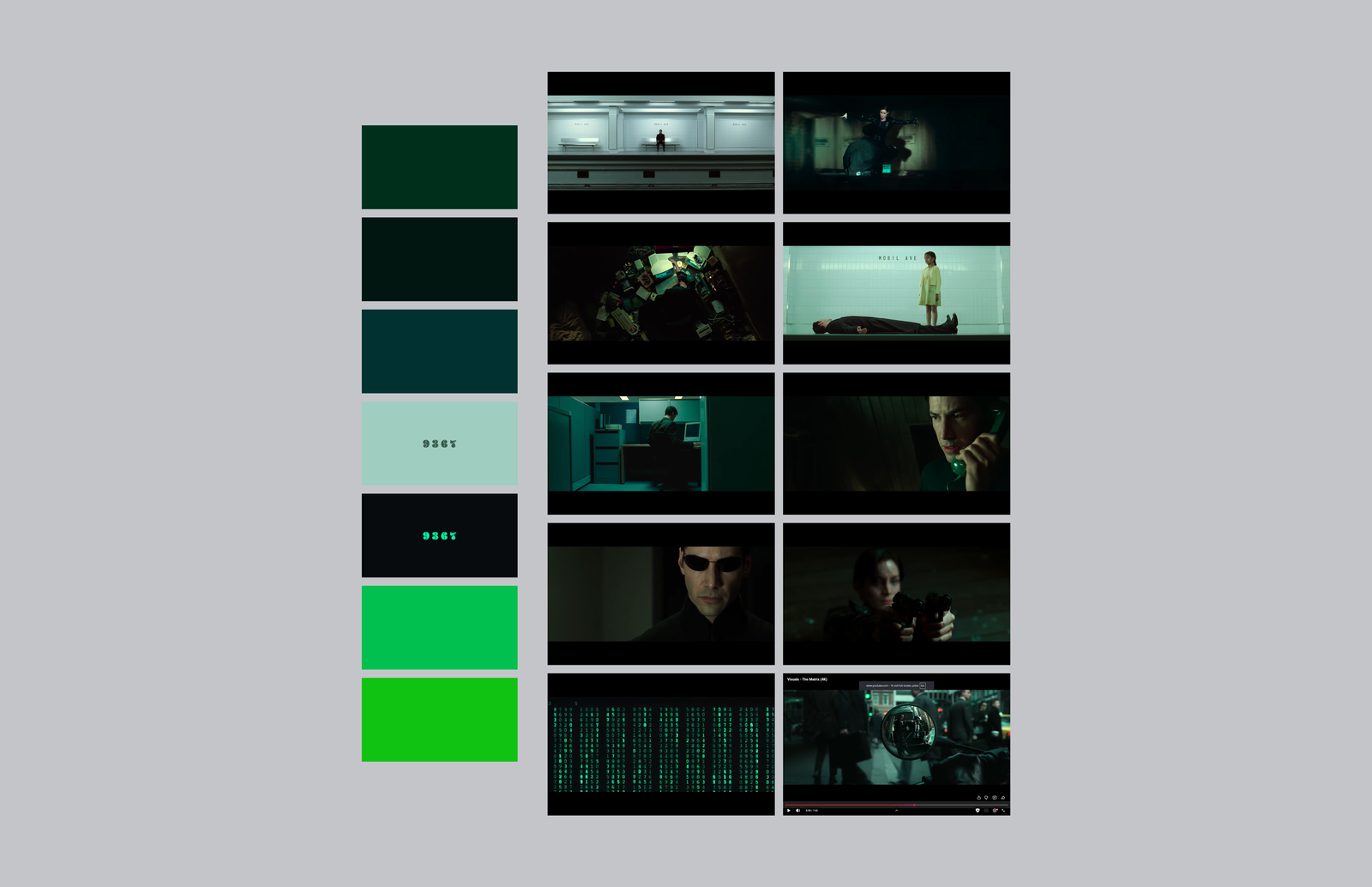 Colour palette extracted from Matrix screenshots