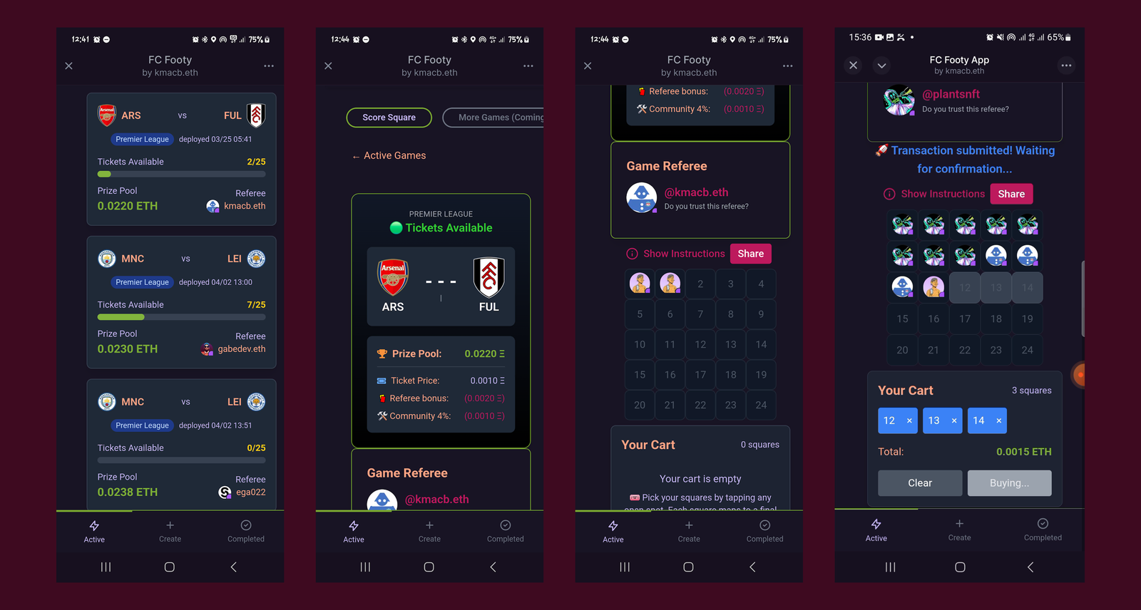 The Score Square purchase flow as it was before the redesign