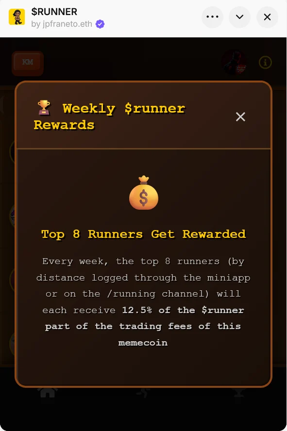 A modal in the Runner mini-app.